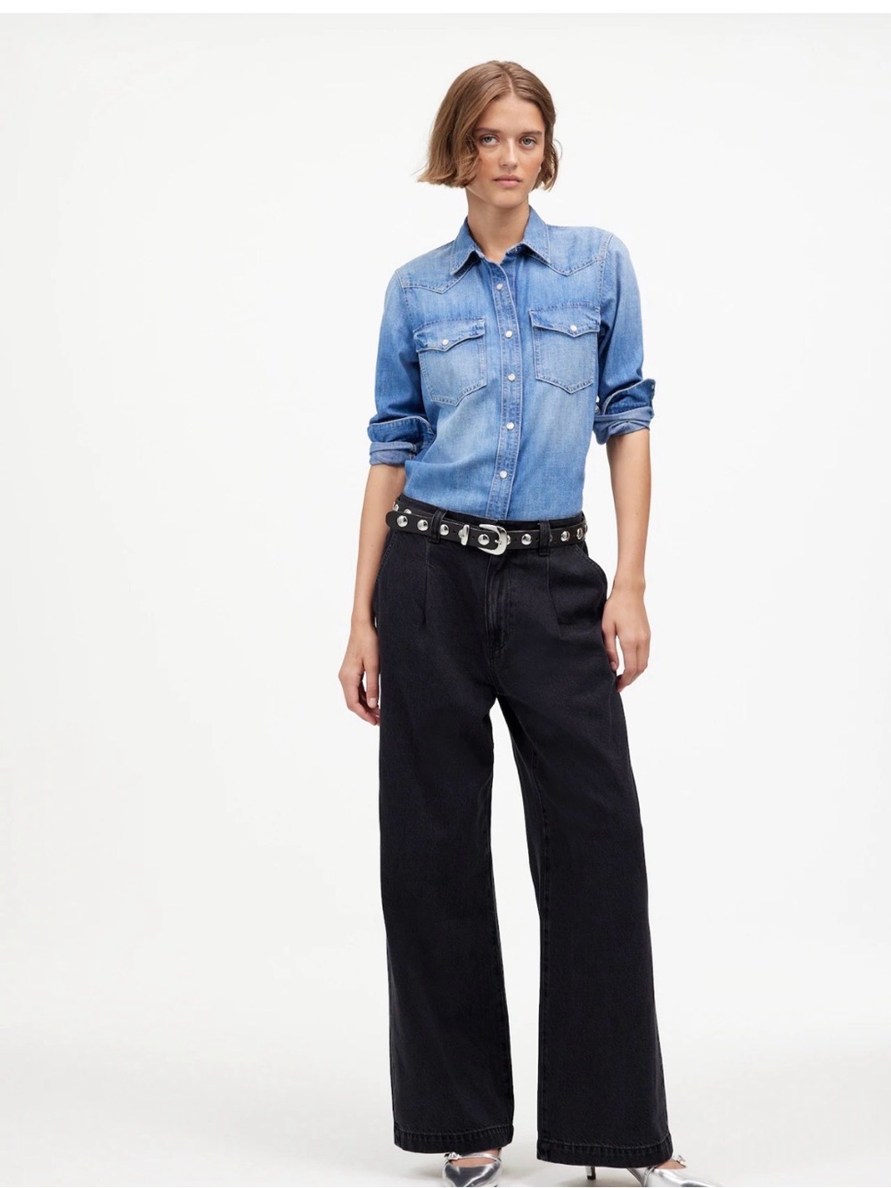 NWT Madewell Harlow Black Wide-Leg Jeans